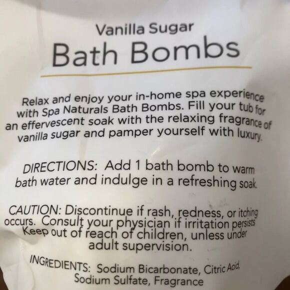Spa Naturals Luxury Collection Bath Bombs 3-pack fizzies ~ Vanilla Sugar - Picture 2 of 2